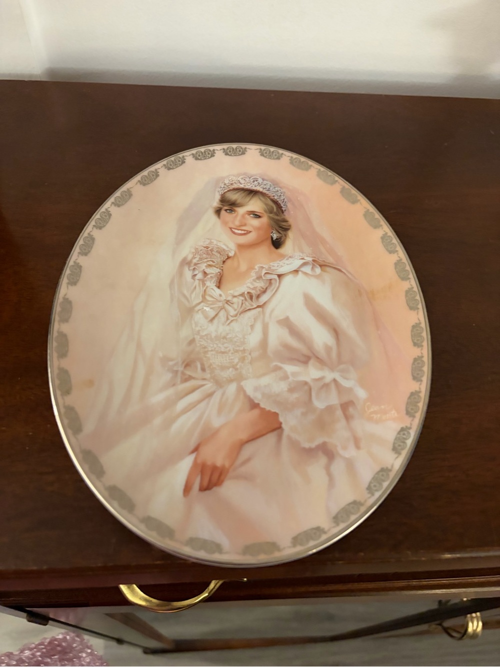 Princess Diana Collector's Decorative Portrait Plaque - Soft Pink and Cream